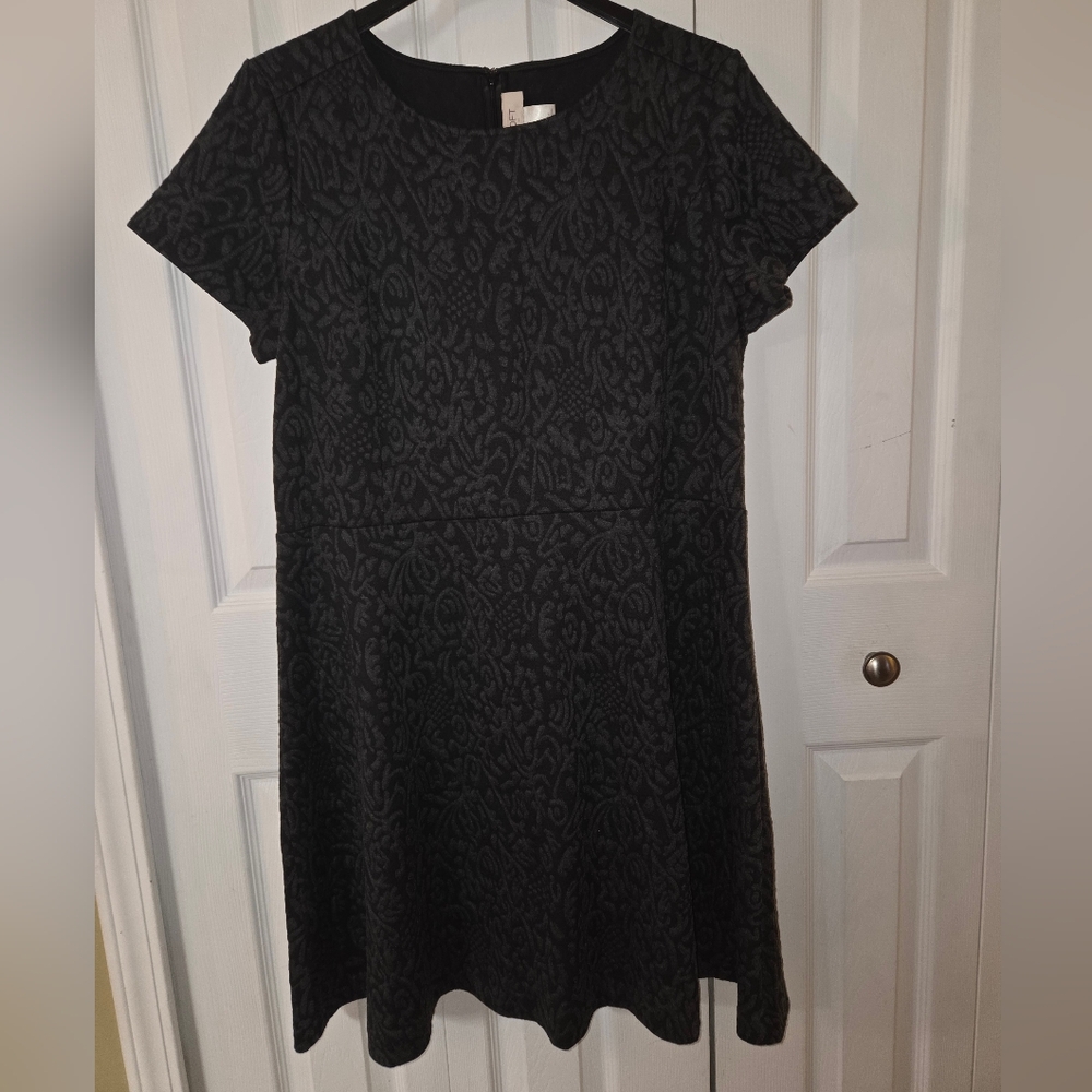 Womens LOFT Black Textured Midi Dress, Thick, Soft And Warm, Size 16